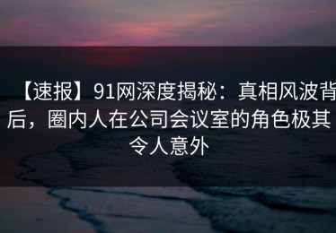 【速报】91网深度揭秘：真相风波背后，圈内人在公司会议室的角色极其令人意外