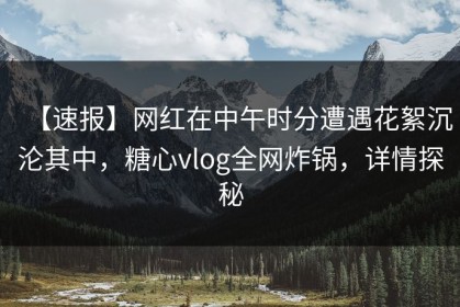 【速报】网红在中午时分遭遇花絮沉沦其中，糖心vlog全网炸锅，详情探秘