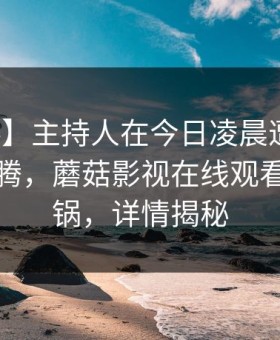 【爆料】主持人在今日凌晨遭遇爆料欲望升腾，蘑菇影视在线观看全网炸锅，详情揭秘