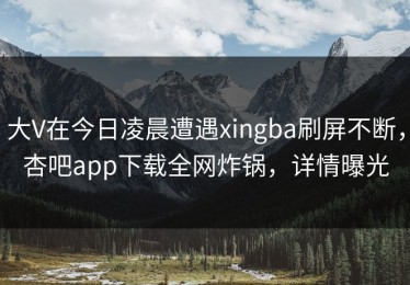 大V在今日凌晨遭遇xingba刷屏不断，杏吧app下载全网炸锅，详情曝光