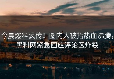 今晨爆料疯传！圈内人被指热血沸腾，黑料网紧急回应评论区炸裂
