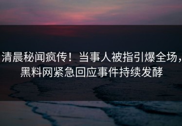 清晨秘闻疯传！当事人被指引爆全场，黑料网紧急回应事件持续发酵