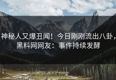 神秘人又爆丑闻！今日刚刚流出八卦，黑料网网友：事件持续发酵
