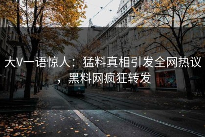 大V一语惊人：猛料真相引发全网热议，黑料网疯狂转发