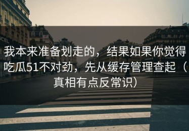 我本来准备划走的，结果如果你觉得吃瓜51不对劲，先从缓存管理查起（真相有点反常识）