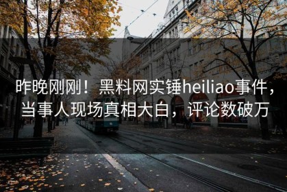 昨晚刚刚！黑料网实锤heiliao事件，当事人现场真相大白，评论数破万