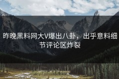 昨晚黑料网大V爆出八卦，出乎意料细节评论区炸裂