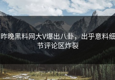 昨晚黑料网大V爆出八卦，出乎意料细节评论区炸裂