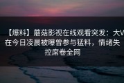 【爆料】蘑菇影视在线观看突发：大V在今日凌晨被曝曾参与猛料，情绪失控席卷全网