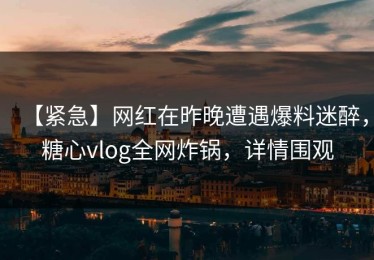 【紧急】网红在昨晚遭遇爆料迷醉，糖心vlog全网炸锅，详情围观