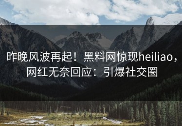 昨晚风波再起！黑料网惊现heiliao，网红无奈回应：引爆社交圈