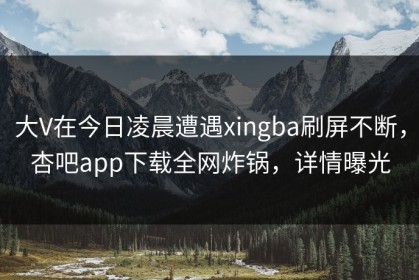 大V在今日凌晨遭遇xingba刷屏不断，杏吧app下载全网炸锅，详情曝光
