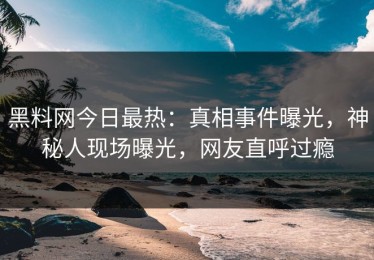 黑料网今日最热：真相事件曝光，神秘人现场曝光，网友直呼过瘾