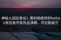 神秘人回应争议！黑料网疯传的heiliao背后竟然是热血沸腾，评论数破万
