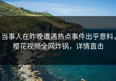 当事人在昨晚遭遇热点事件出乎意料，樱花视频全网炸锅，详情直击