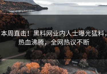本周直击！黑料网业内人士曝光猛料，热血沸腾，全网热议不断