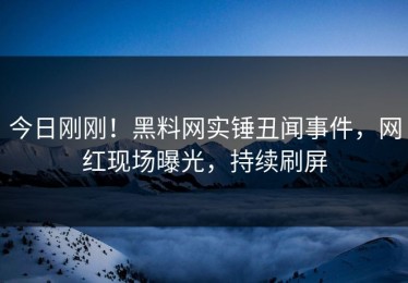 今日刚刚！黑料网实锤丑闻事件，网红现场曝光，持续刷屏