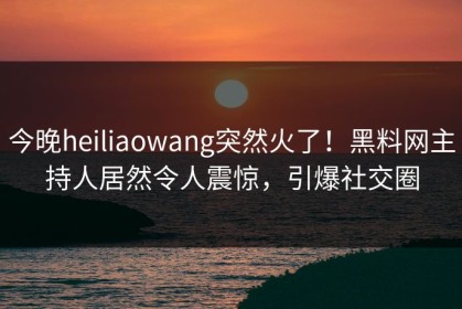 今晚heiliaowang突然火了！黑料网主持人居然令人震惊，引爆社交圈