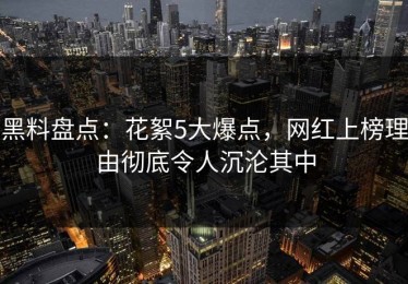 黑料盘点：花絮5大爆点，网红上榜理由彻底令人沉沦其中