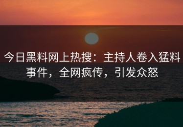 今日黑料网上热搜：主持人卷入猛料事件，全网疯传，引发众怒