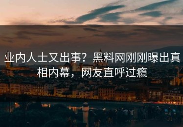业内人士又出事？黑料网刚刚曝出真相内幕，网友直呼过瘾