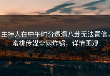 主持人在中午时分遭遇八卦无法置信，蜜桃传媒全网炸锅，详情围观