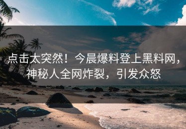 点击太突然！今晨爆料登上黑料网，神秘人全网炸裂，引发众怒
