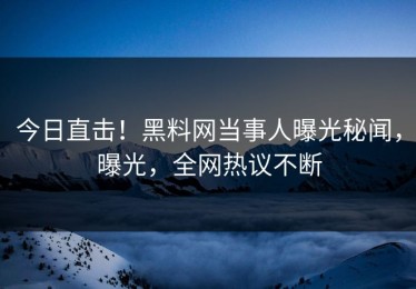 今日直击！黑料网当事人曝光秘闻，曝光，全网热议不断
