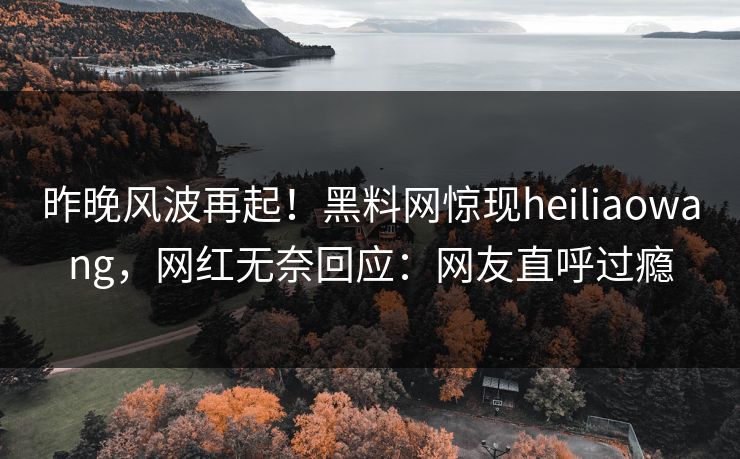 昨晚风波再起！黑料网惊现heiliaowang，网红无奈回应：网友直呼过瘾