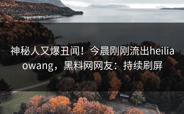 神秘人又爆丑闻！今晨刚刚流出heiliaowang，黑料网网友：持续刷屏