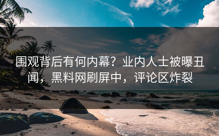 围观背后有何内幕？业内人士被曝丑闻，黑料网刷屏中，评论区炸裂
