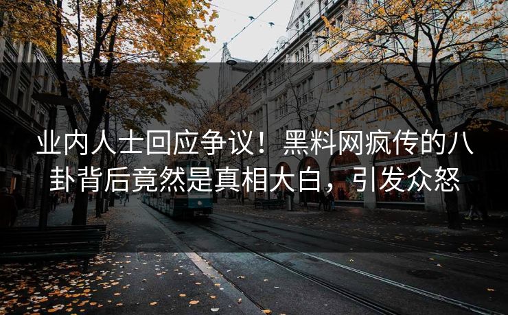 业内人士回应争议！黑料网疯传的八卦背后竟然是真相大白，引发众怒