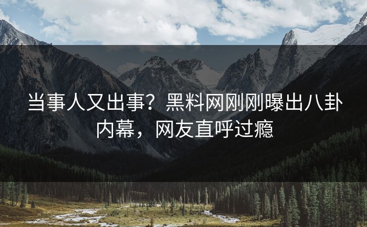 当事人又出事？黑料网刚刚曝出八卦内幕，网友直呼过瘾