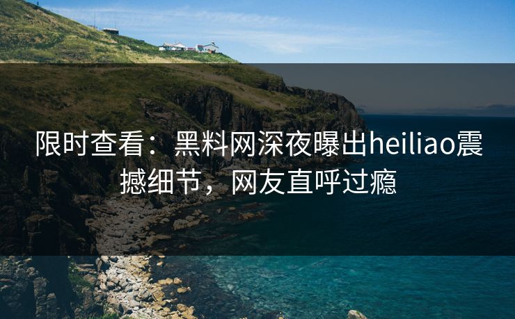 限时查看：黑料网深夜曝出heiliao震撼细节，网友直呼过瘾