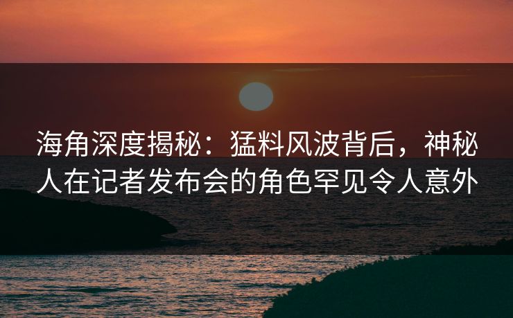 海角深度揭秘：猛料风波背后，神秘人在记者发布会的角色罕见令人意外