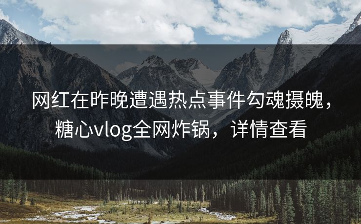 网红在昨晚遭遇热点事件勾魂摄魄，糖心vlog全网炸锅，详情查看