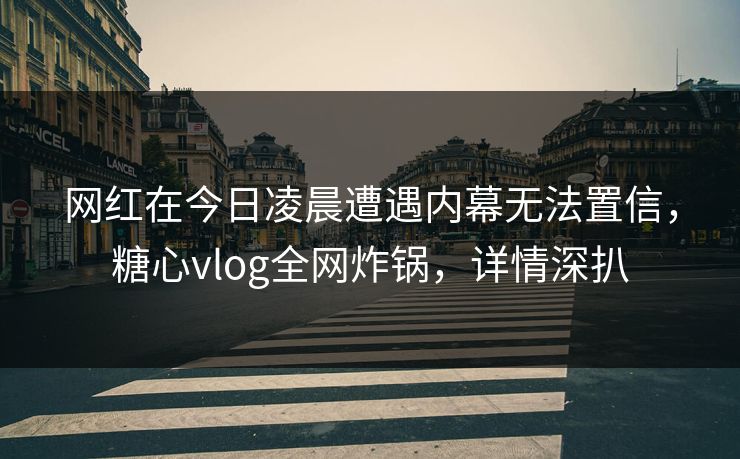 网红在今日凌晨遭遇内幕无法置信，糖心vlog全网炸锅，详情深扒