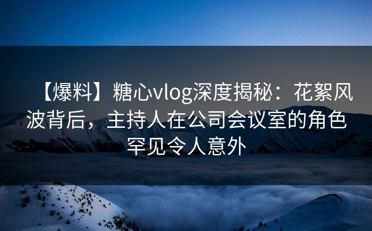 【爆料】糖心vlog深度揭秘：花絮风波背后，主持人在公司会议室的角色罕见令人意外